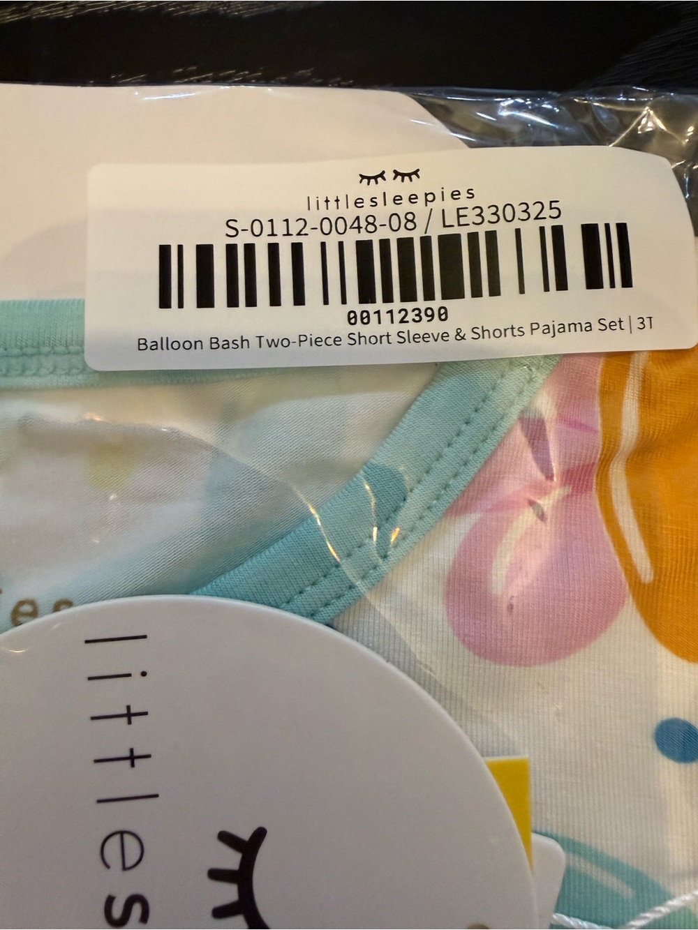 Little Sleepies White Short Sleeve Top with Multicolor Balloon Butterflies - Picture 2 of 3